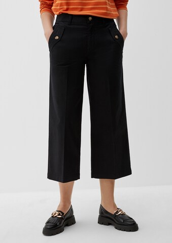 Wide Leg Pantalon à plis s.Oliver en noir : devant