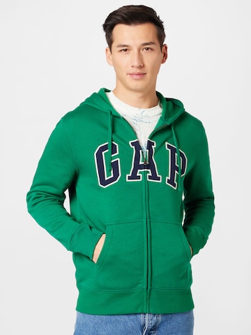 GAP Zip-Up Hoodie 'HERITAGE' in Green: front