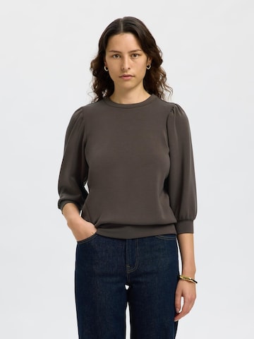 Sweat-shirt 'SLFTenny' SELECTED en marron : devant