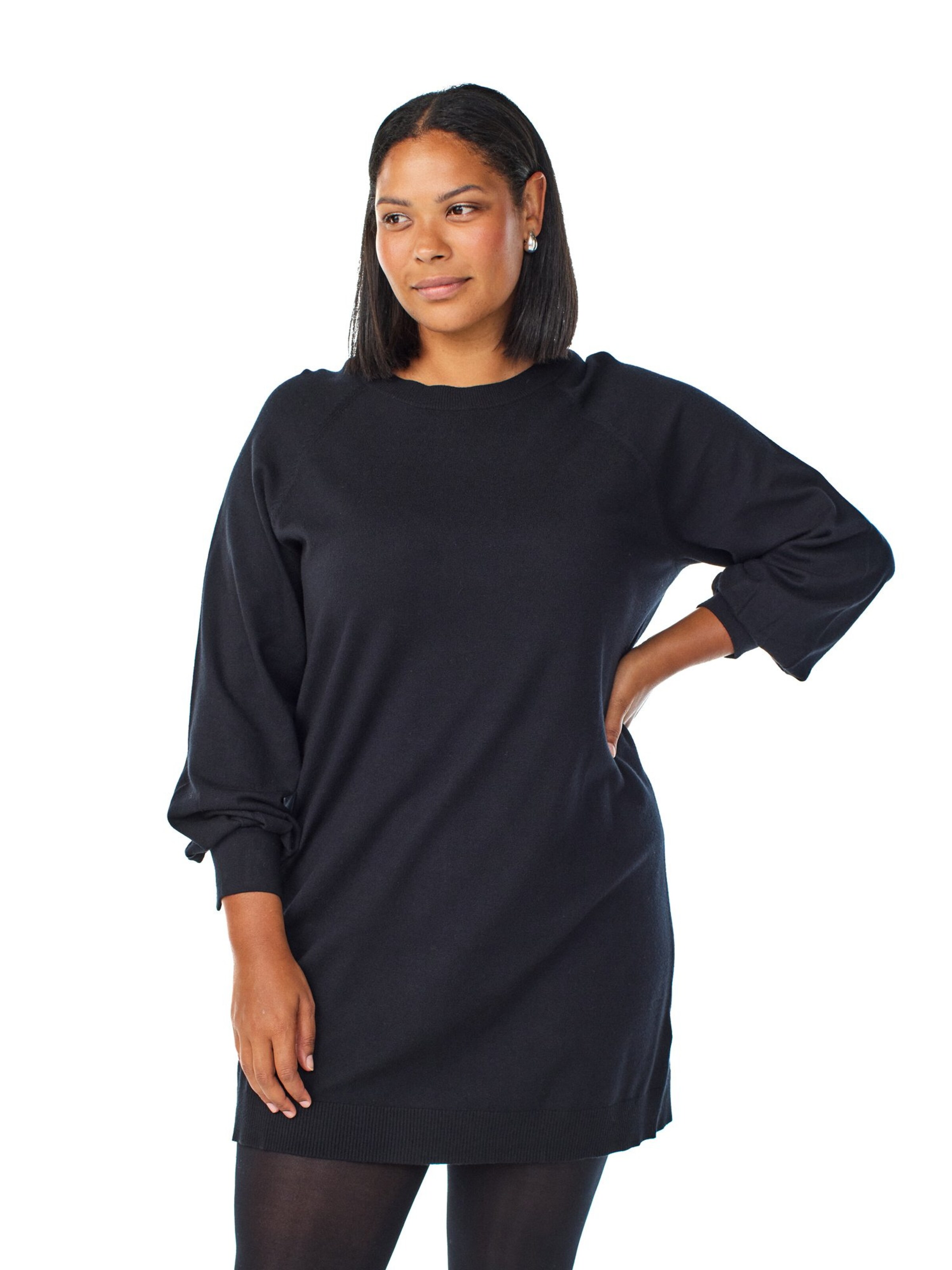 Zizzi Πλεκτό φόρεμα 'Caella' σε μαύρο