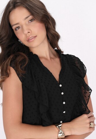 Camicia da donna di faina in nero