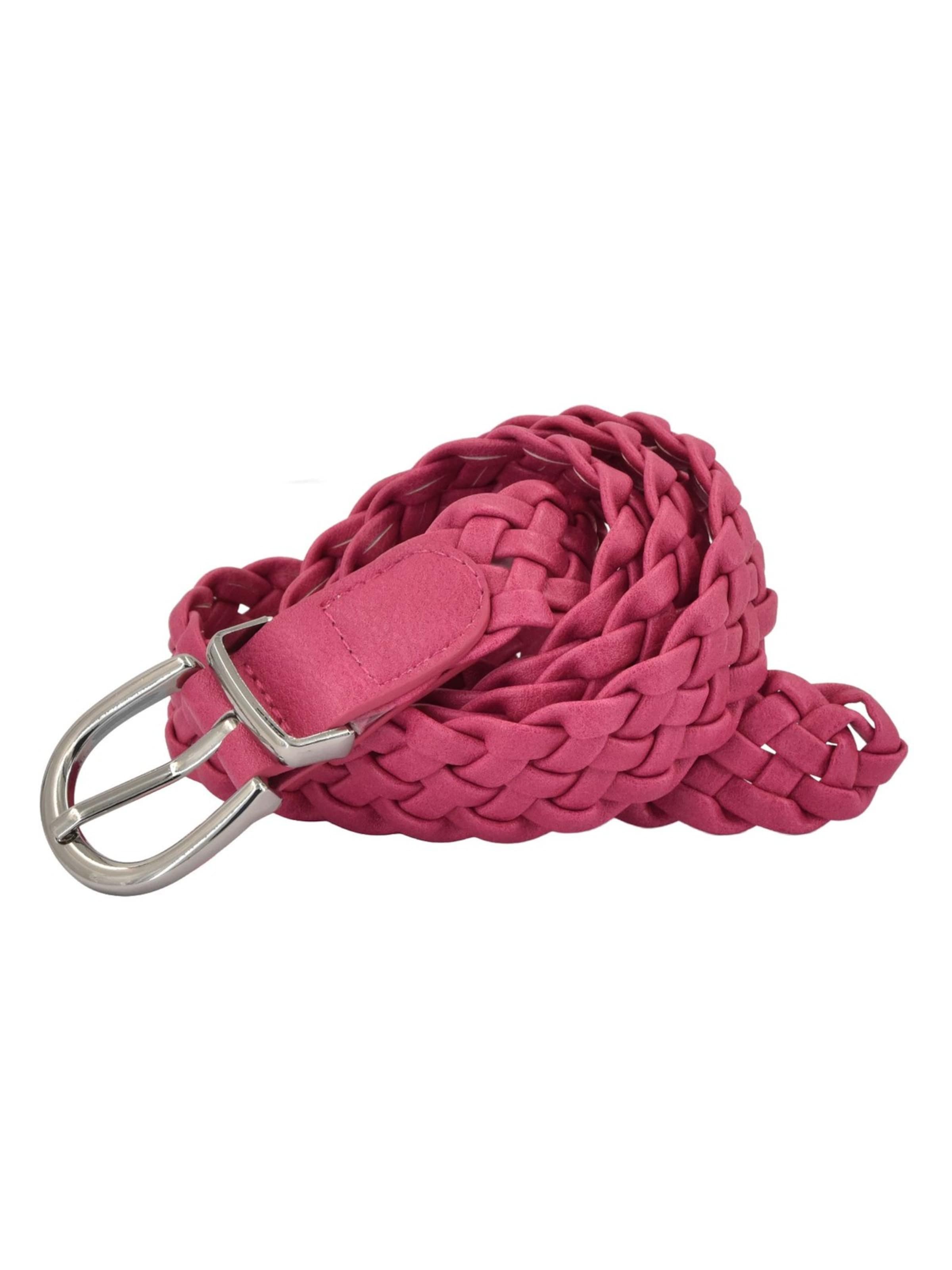 styleBREAKER Gürtel 'Flechtgürtel schmal'‌‌‌ in Pink: Vorderseite
