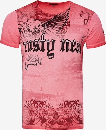 Rusty Neal Cooles T-Shirt mit Allover-Print in Rot: predná strana