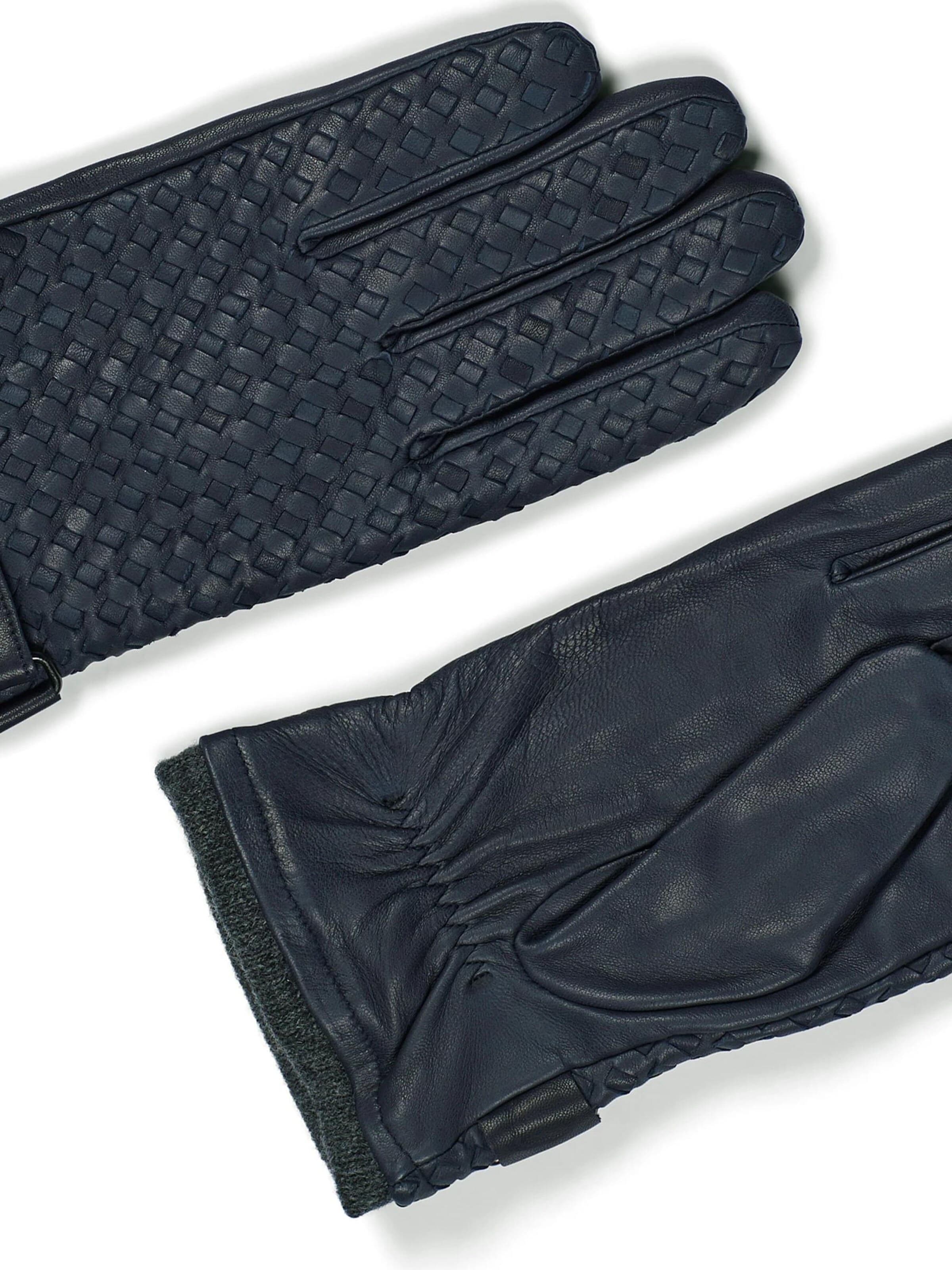 Howard London Fingerhandsker 'Leather Braided Gloves Axel Navy' i blå