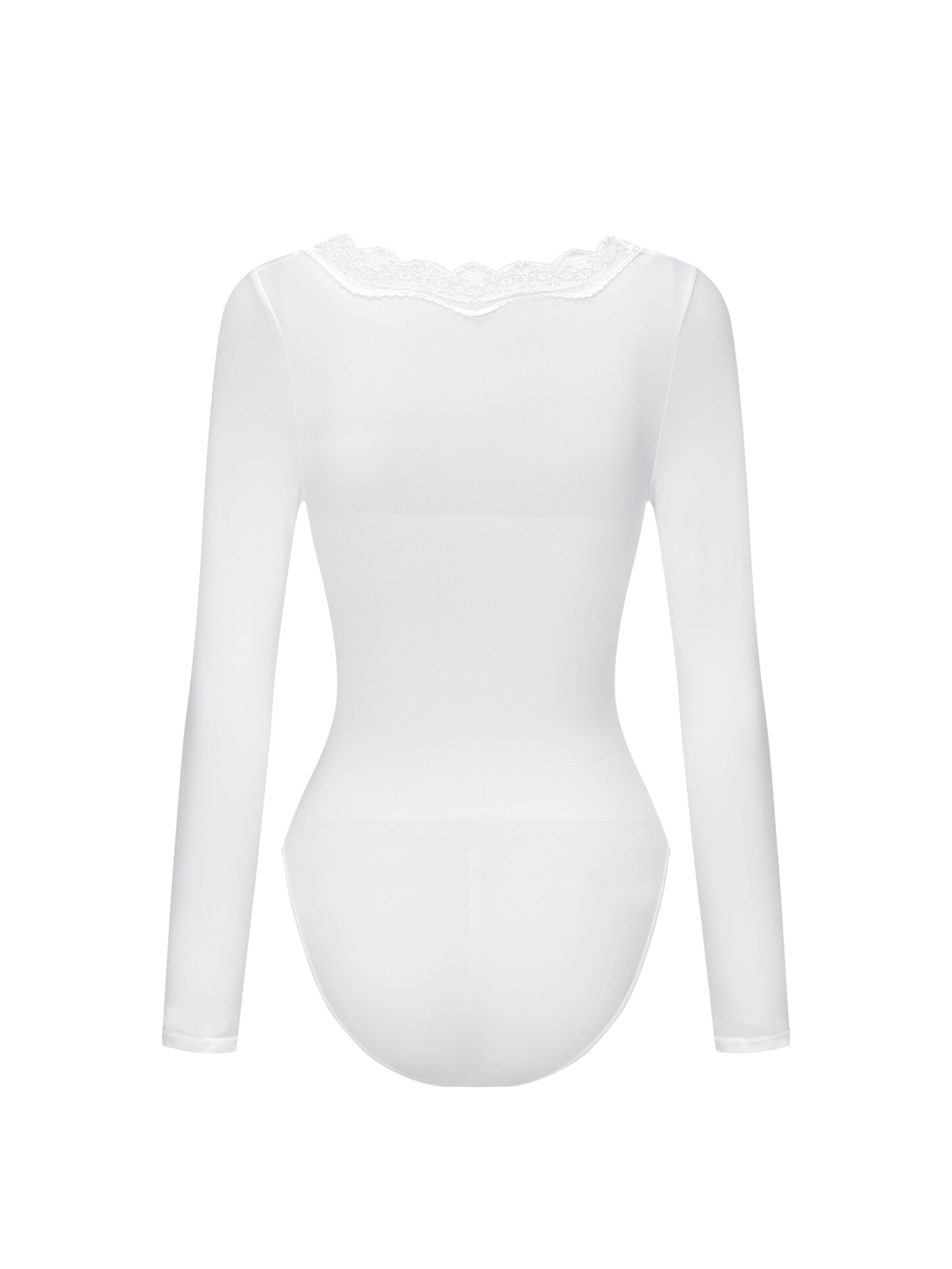 cfab - Body modelador 'Lace Bodysuit Sculpting Shapewear Longsleeve mit Slip' em branco