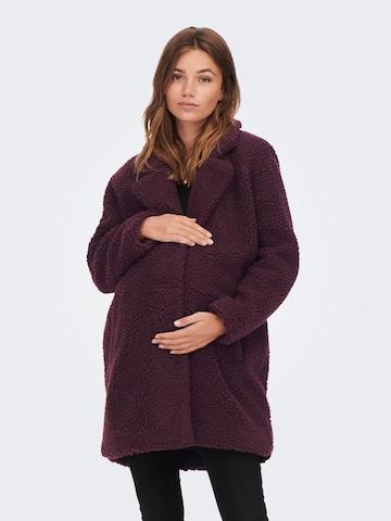 Only Maternity Tussenmantel 'Mama Sherpa' in Rood: voorkant
