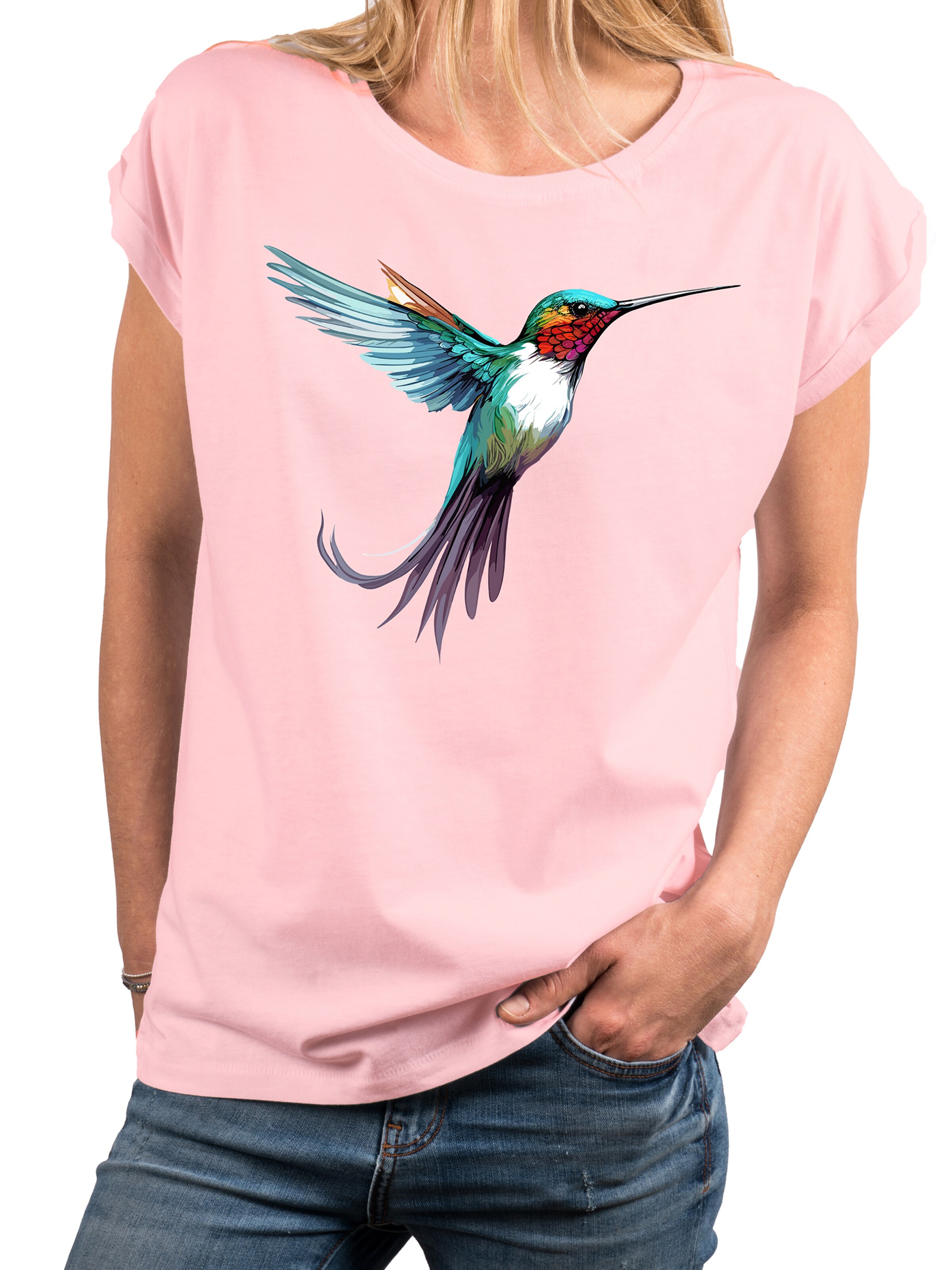 MAKAYA Shirt 'Kolibri' in Pink