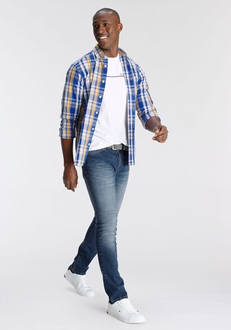 DELMAO Regular Fit Hemd in Blau