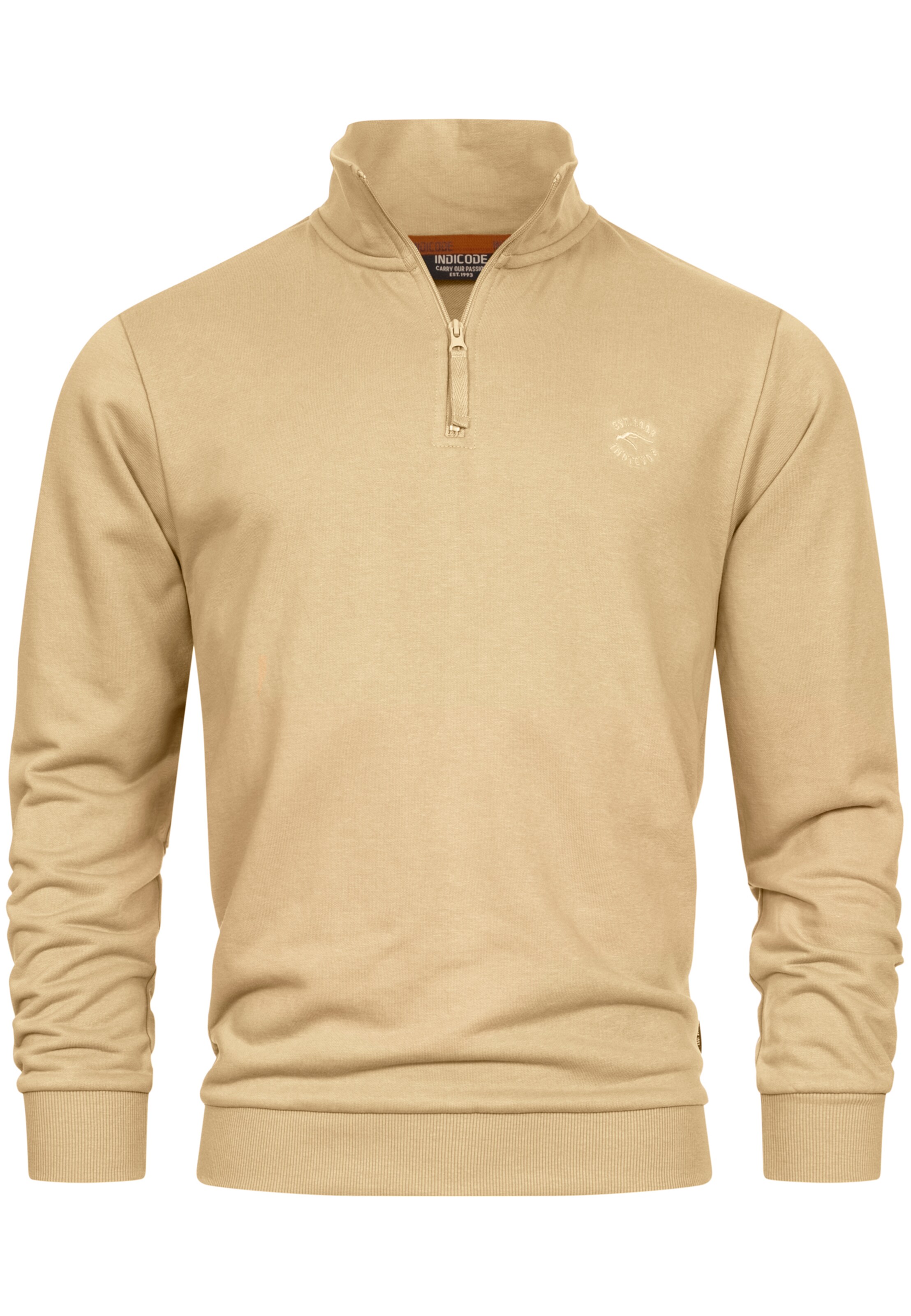 INDICODE JEANS Sweatshirt 'Brandt' in Beige: voorkant