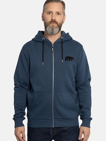 FORSBERG Sweatshirt 'Zip-Hoodie mit Frottee Logo' in Blue