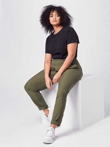 KAFFE CURVE Slim fit Pleat-Front Pants 'Jia' in Green