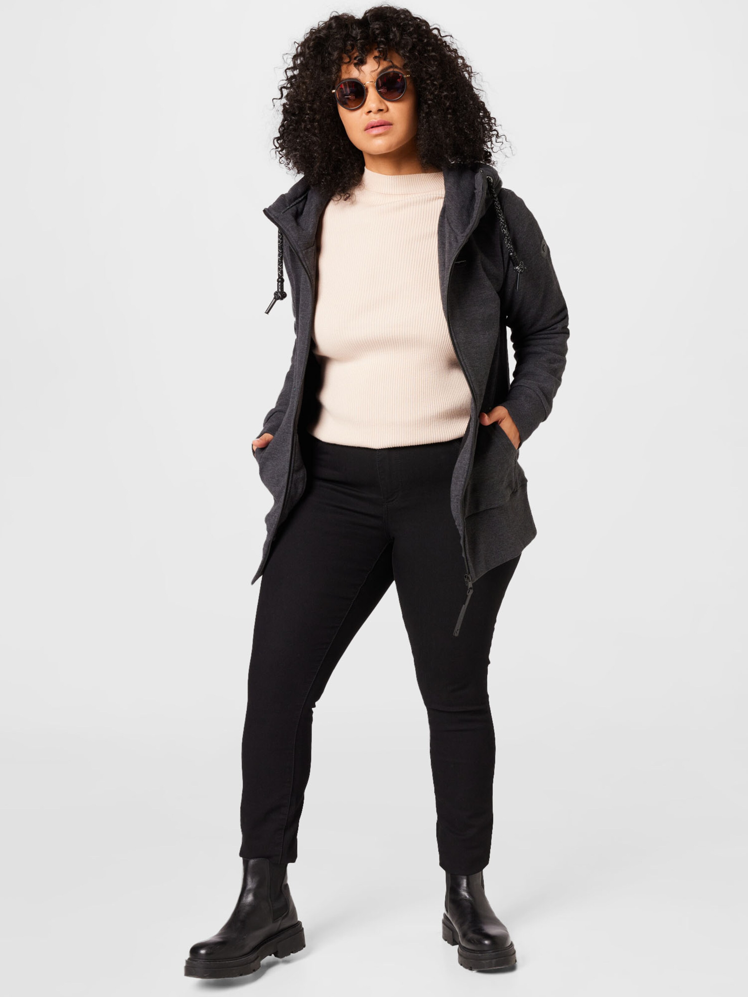 Frauen Sweat Ragwear Plus Sweatjacke 'NESKA' in Schwarzmeliert - GX58039 Frauen Sweat Ragwear Plus Sweatjacke 'NESKA' in Schwarzmeliert - GX58039