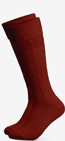 HerzSticht Trachtensocken 'Silberdistel' in Rot: Vorderseite