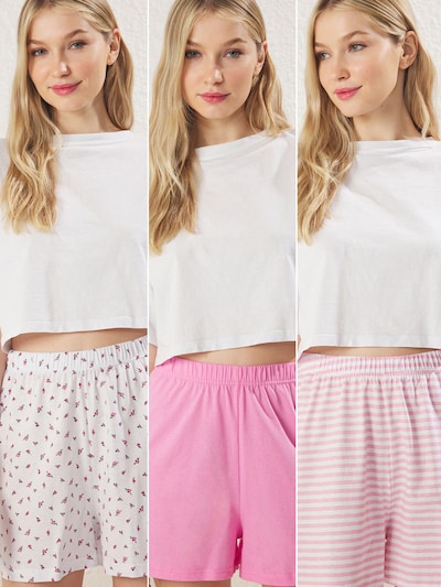 Trendyol Pyjamashorts in pink / rosa / pitaya / weiß, Produktansicht