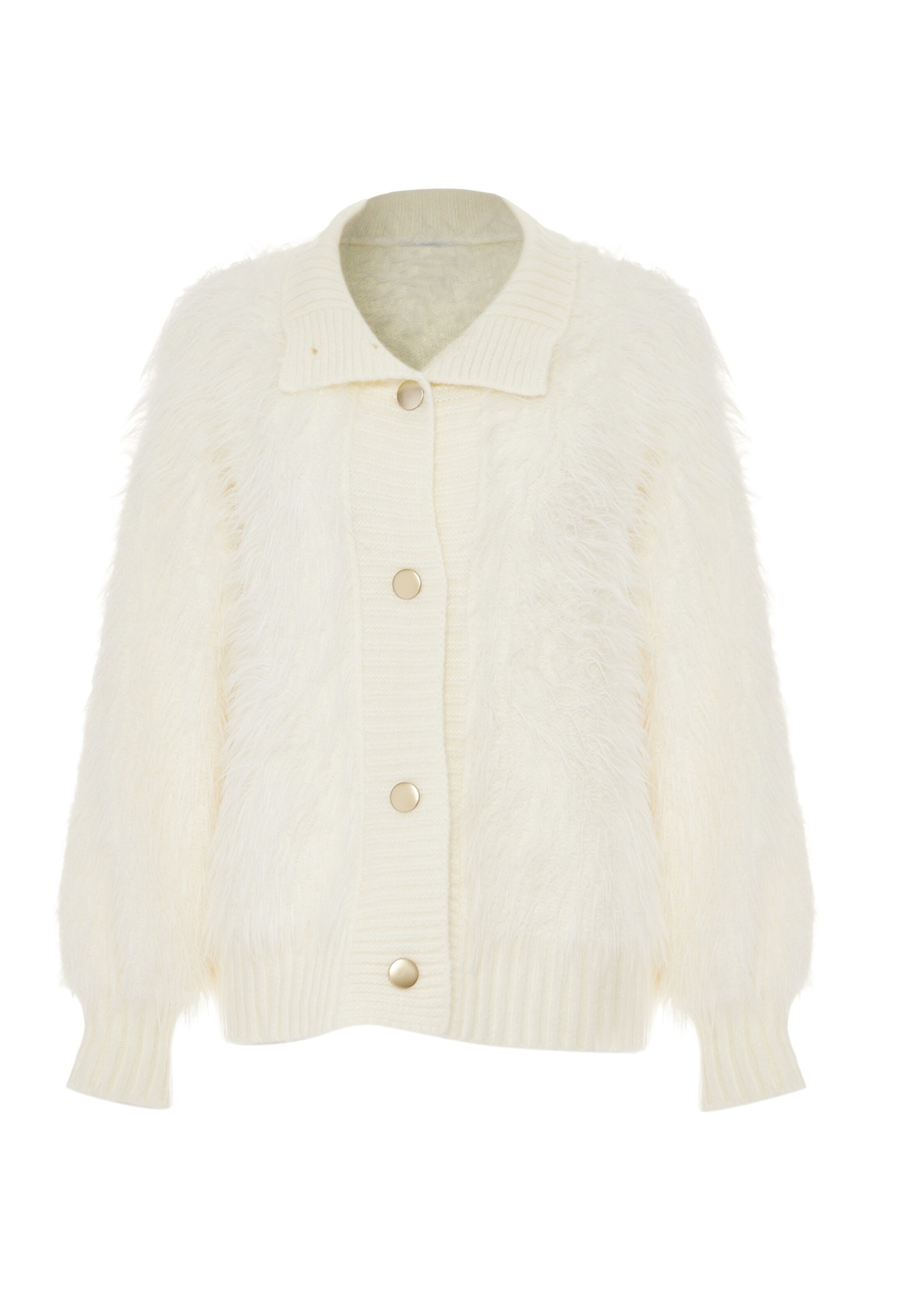 Poomi Gebreid vest in Wit: voorkant