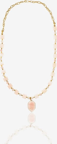 THE GEM STORIES JEWELRY Ketju 'Rose Jade Necklace with Gold Accents Elegance Edition' värissä vaaleanpunainen: etupuoli
