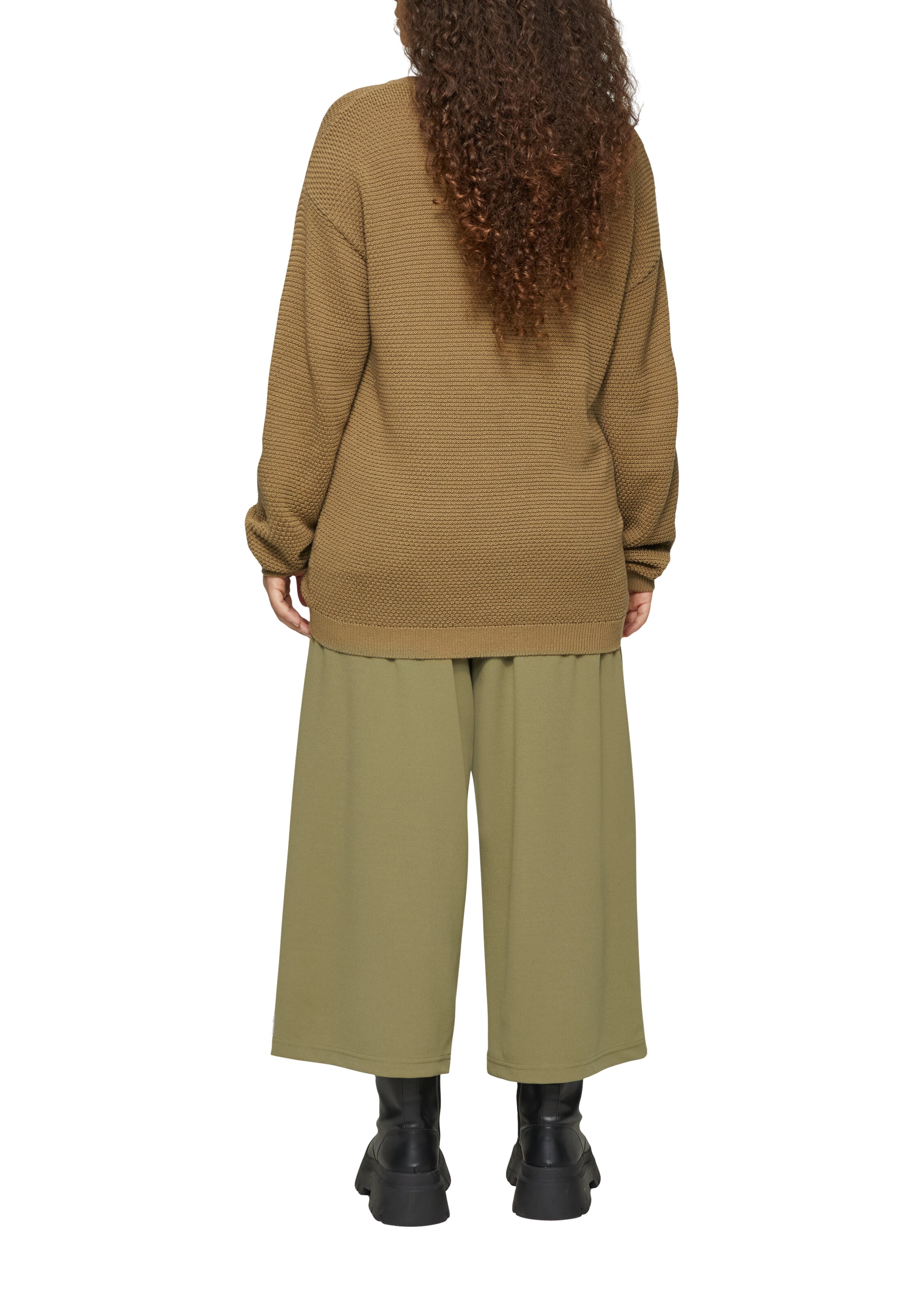 QS Wide leg Bandplooibroek in Groen