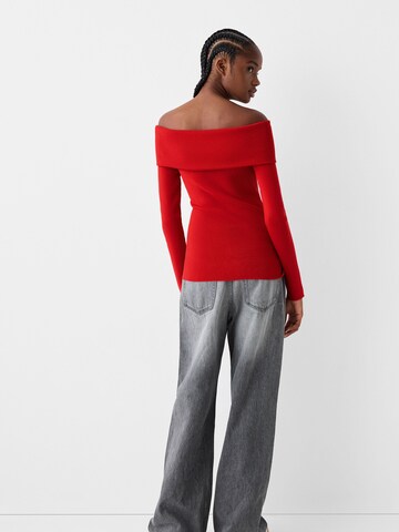 Pull-over Bershka en rouge