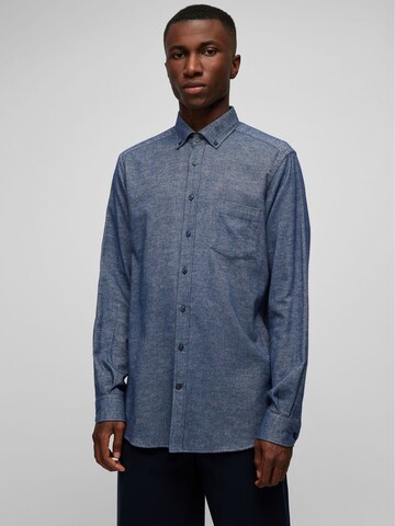 HECHTER PARIS Regular fit Button Up Shirt in Blue: front