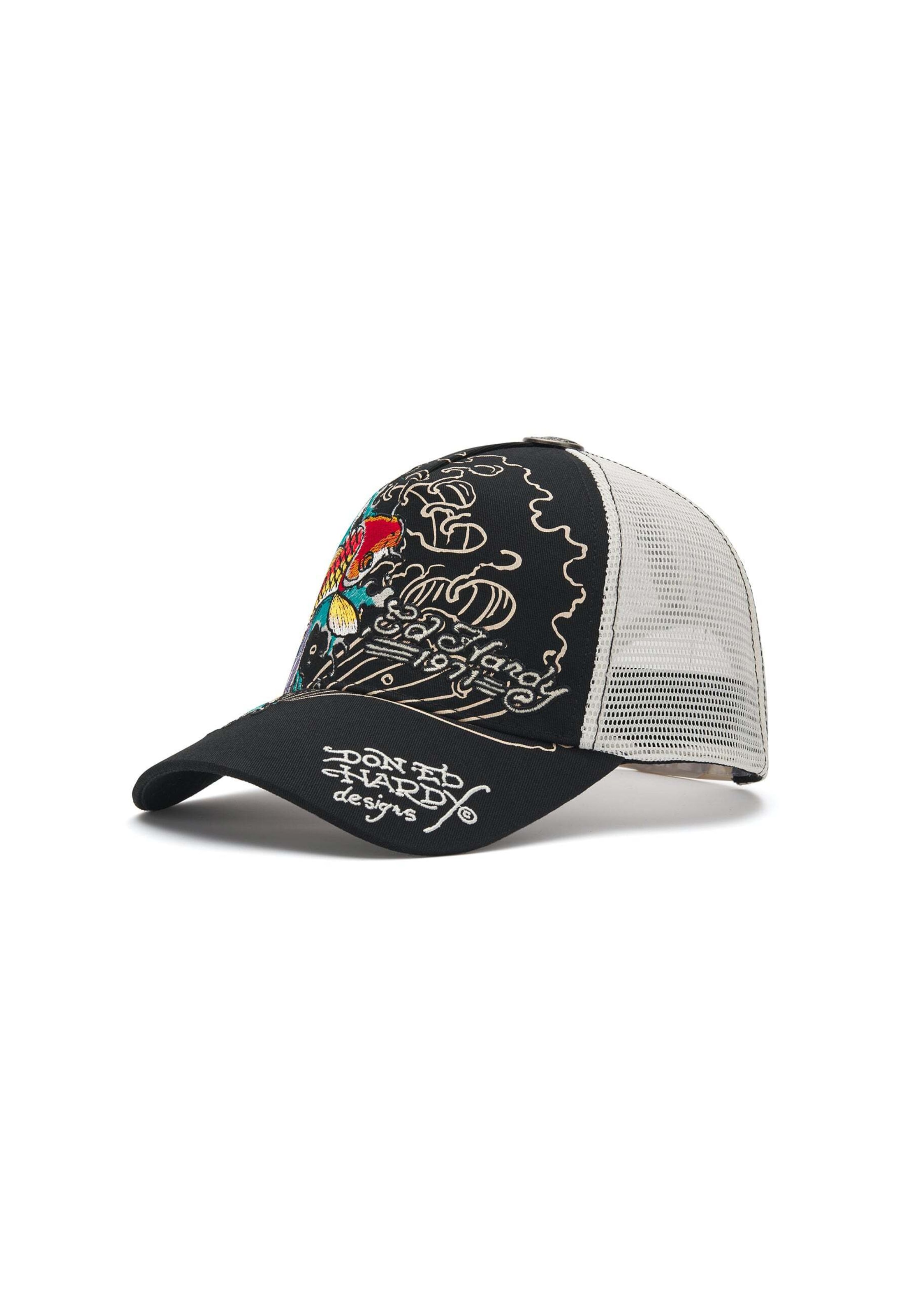 Ed Hardy Кепка '1971 Koi Fish' в Черный: спереди