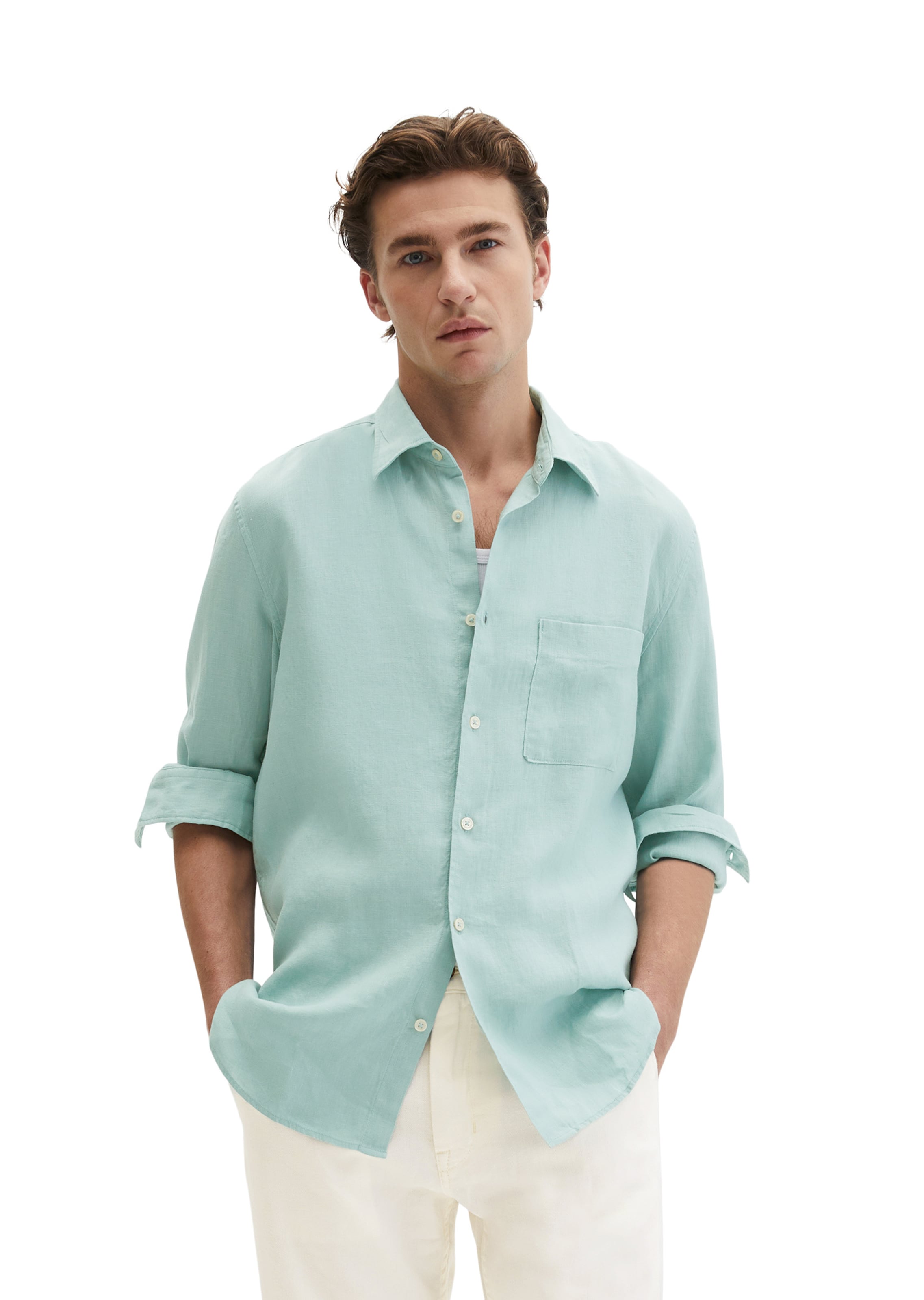 Marc O'Polo Regular fit Overhemd in Groen: voorkant