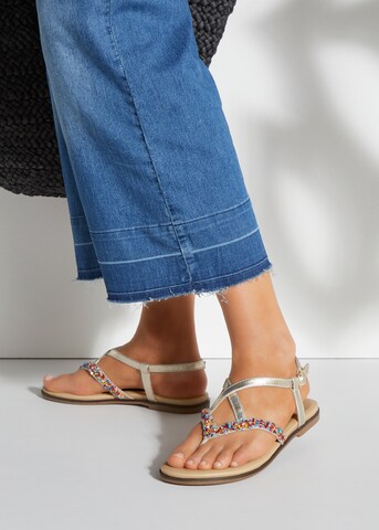 LASCANA T-Bar Sandals in Gold: front