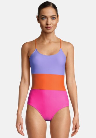 BECO the world of aquasports Bralette Swimsuit 'Colour Block' in Purple: front