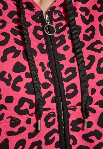 swirly Zip-Up Hoodie in Pink