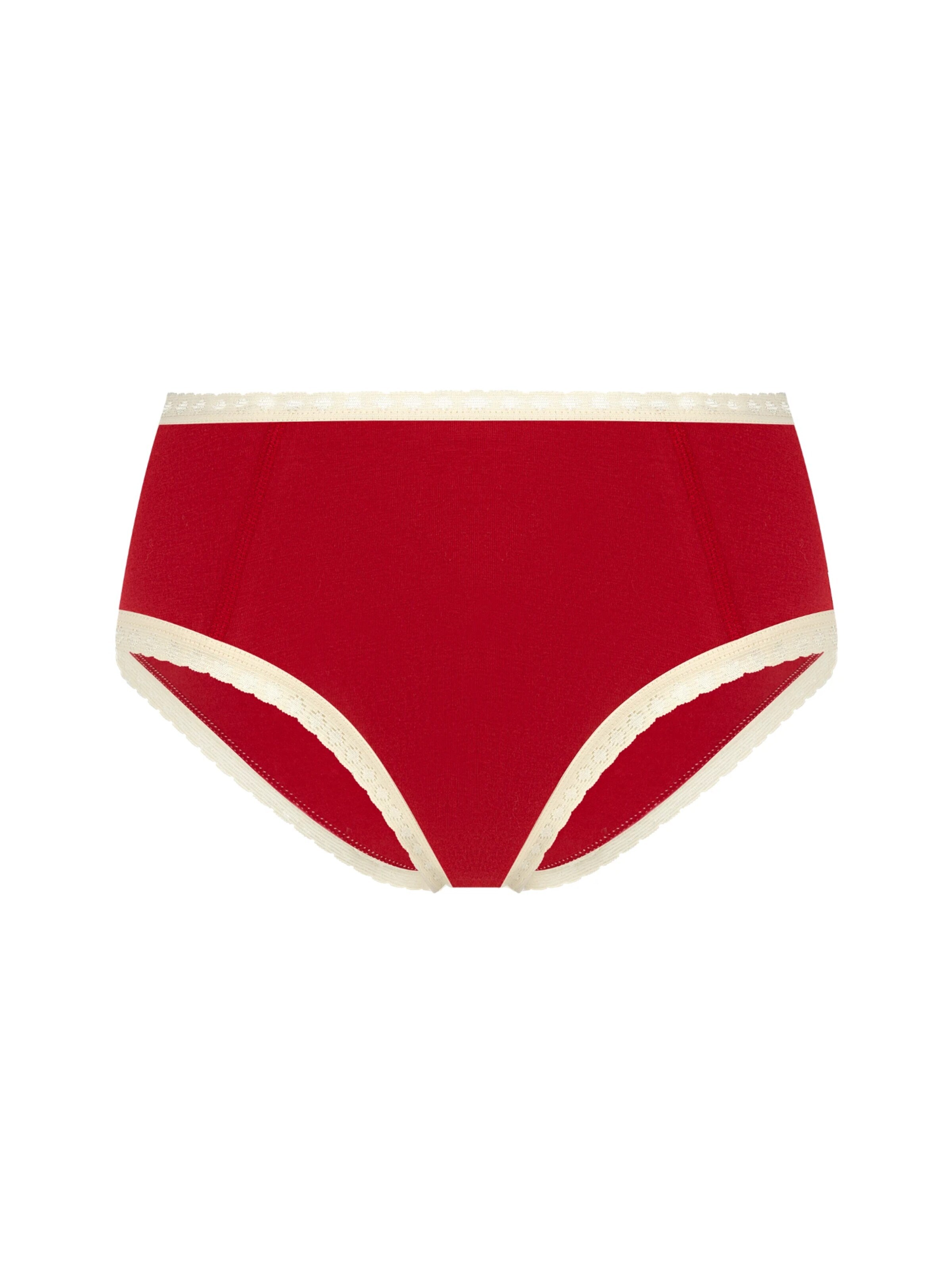 Albero Natur Panty 'Damen Bio-Baumwoll Hipster mit Spitze' in Red: front