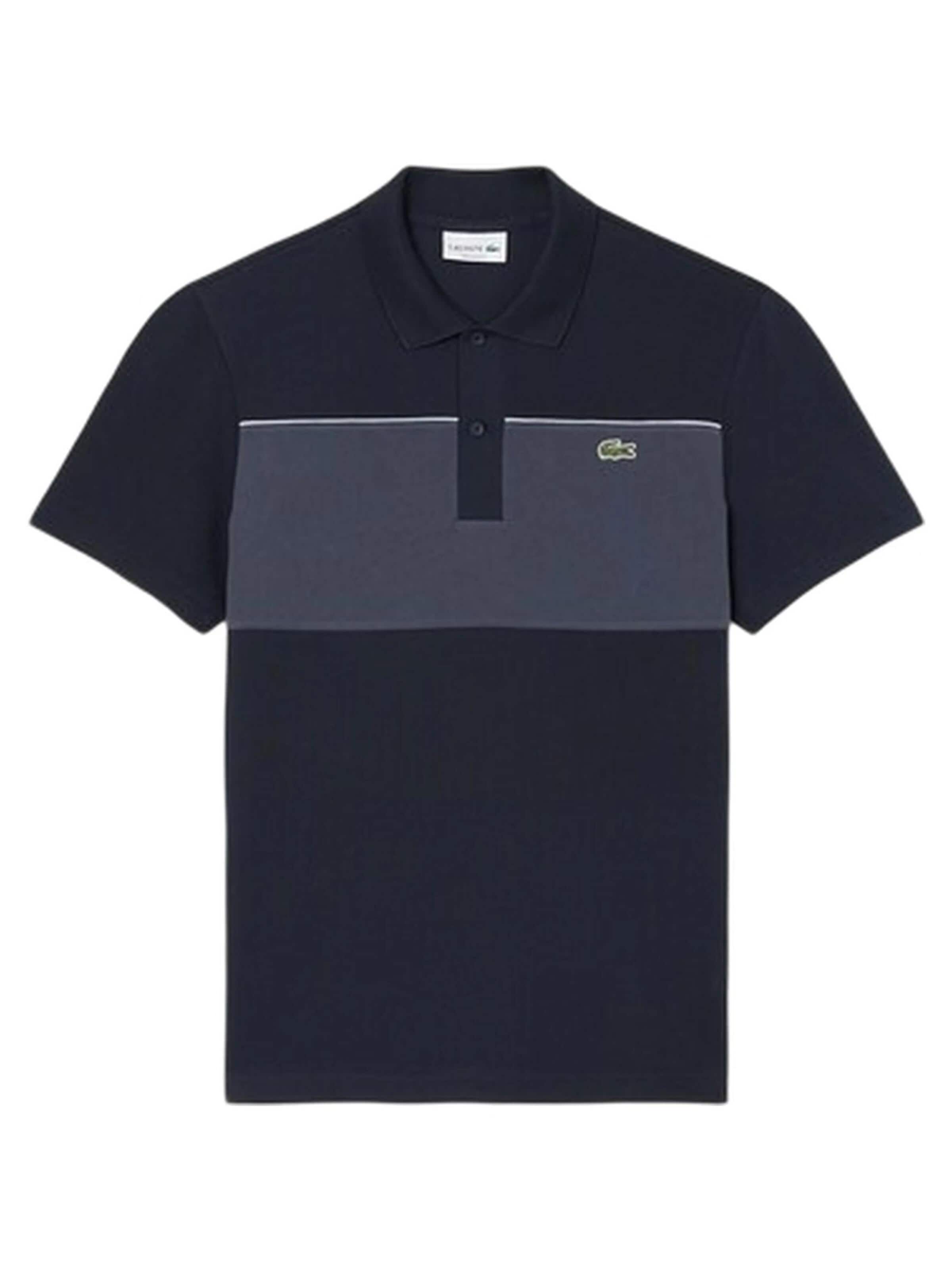 LACOSTE - Camisa 'Polo lacoste negro regular fit colour block shirt' em preto