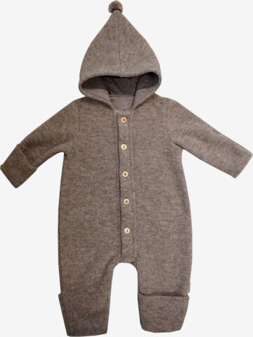 MAXIMO Dungarees 'GOTS BABY-Overall, Wollfleece Jerseyfutter, Knöpfe, Pompon' in Brown: front