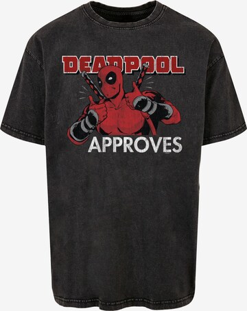 Maglietta 'Deadpool - Approves' di ABSOLUTE CULT in nero: frontale