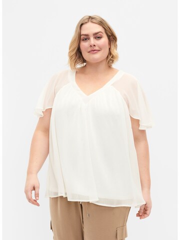 Zizzi Bluse 'Magnes' i hvid