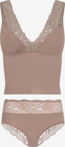 Evoni Underwear sets 'mit Spitze' in Brown: front