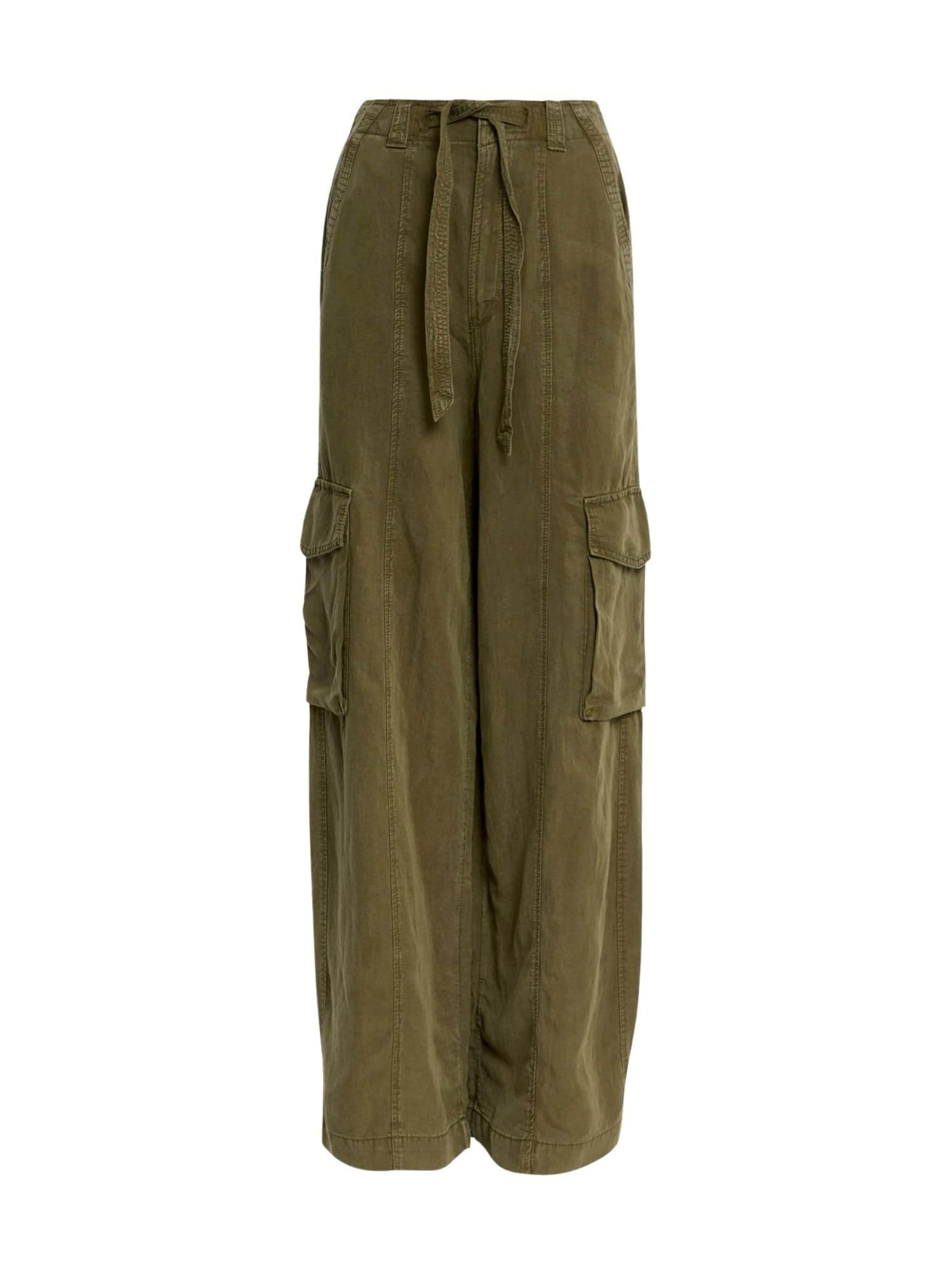 Wide Leg Pantalon cargo Marks & Spencer en vert : devant