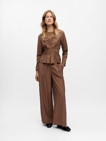 OBJECT Wide leg Pleat-front trousers 'YUI' in Brown