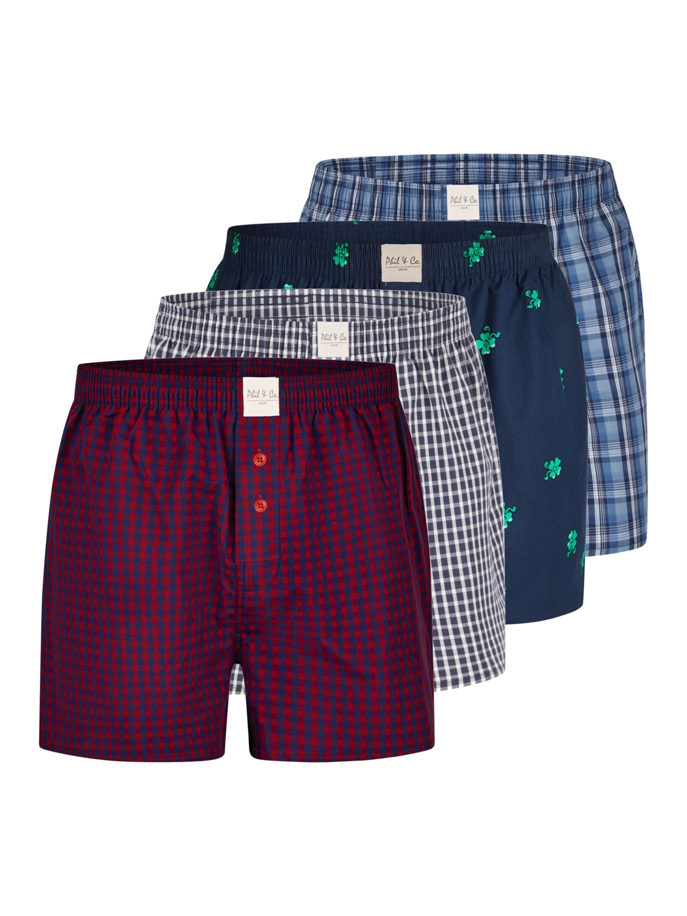 Phil & Co. Berlin Boxershorts 'Phil & Co. Berlin Men's Woven Boxer Shorts, Pack of 4 – 100% cotton, assorted colours, breathable & comfortable' in Gemengde kleuren