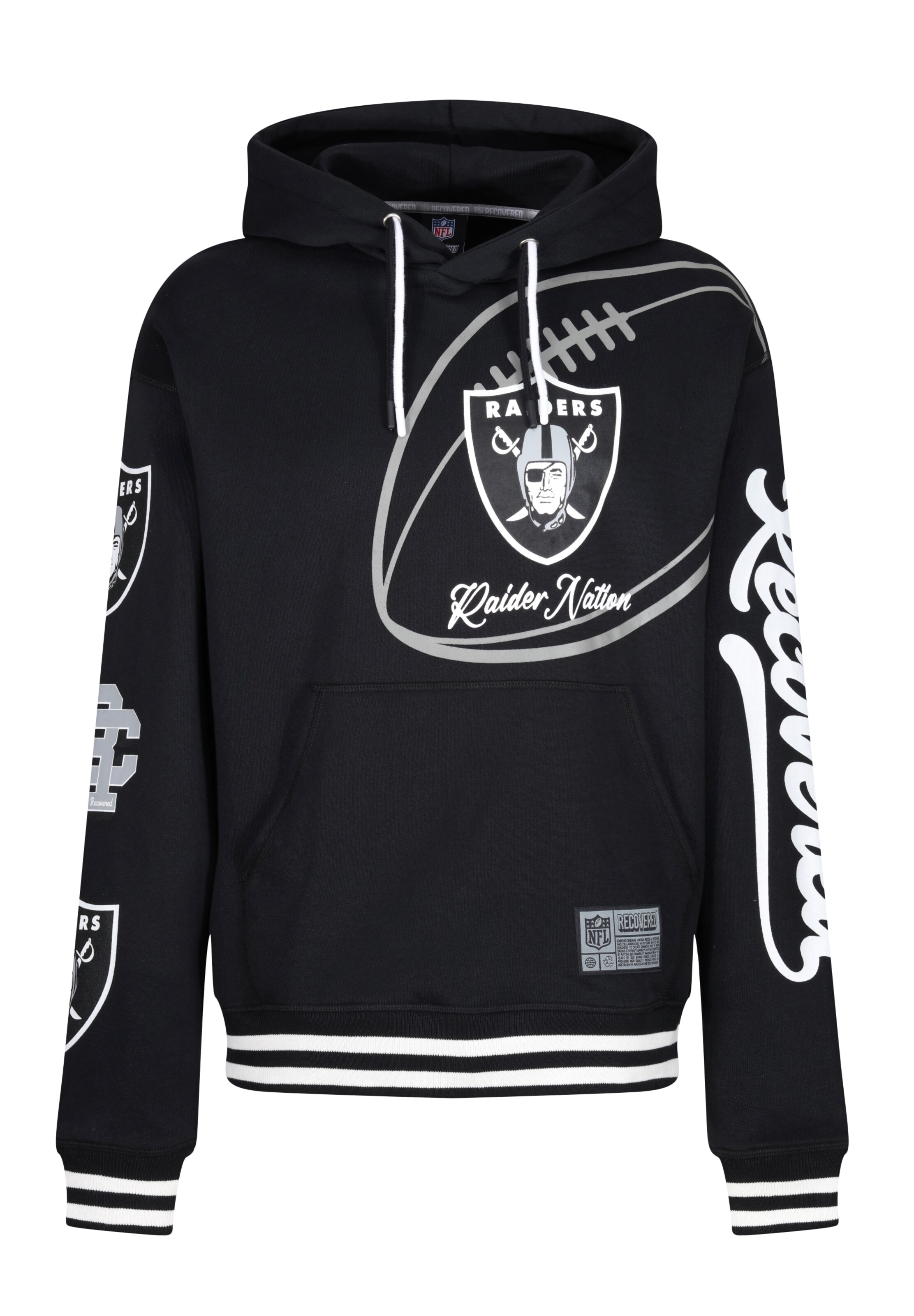 Recovered Kapuzenpullover 'NFL Raiders Nation' in Schwarz: Vorderseite