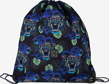 Pick & Pack Gym Bag ' Dangerous Cat AOP ' in Blue: front