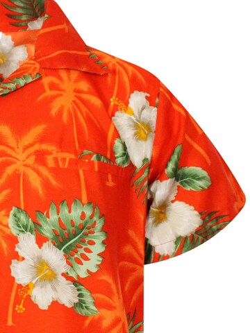King Kameha Shirt 'Small Flower'‌‌‌‌‌‌‌‌ in Orange
