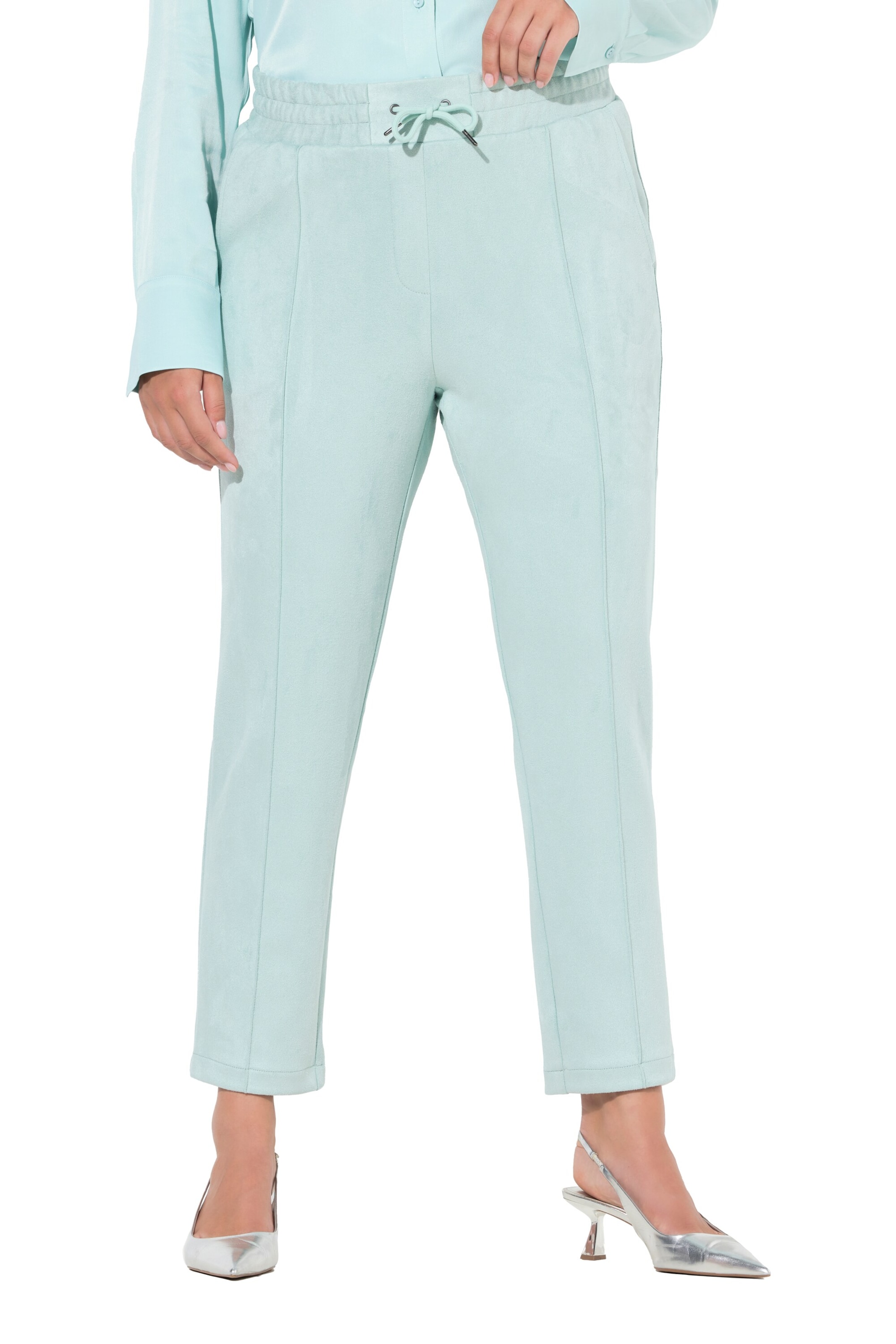 Ulla Popken Regular Trousers with creases in Blue: front