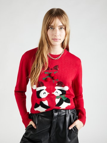 ONLY Sweater 'XMAS' in Red: front