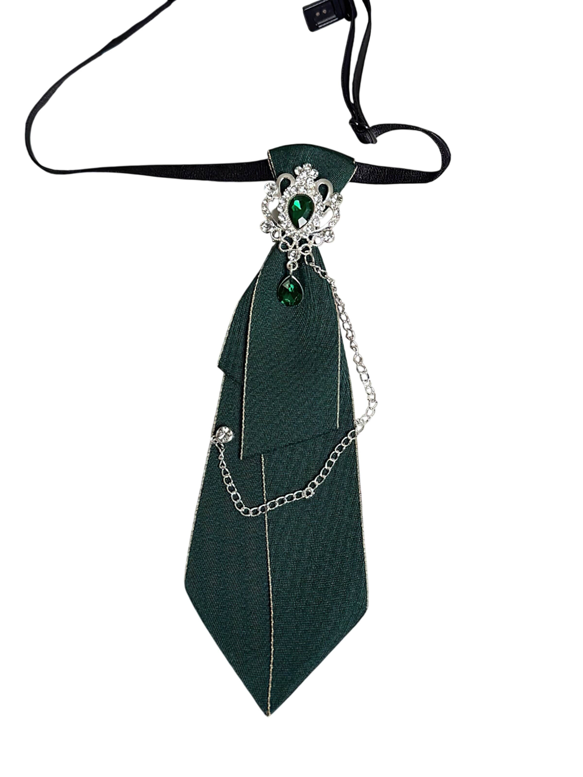 Magicshe Tie 'College-Stil Krawatte mit Metallkette' in Green: front