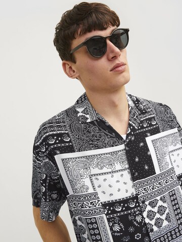 JACK & JONES Comfort fit Button Up Shirt 'Hawaii' in Black