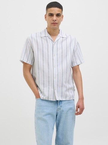Jack & Jones Premium Comfort fit Button Up Shirt 'JPRCCMONTANA DOBBY' in Blue: front
