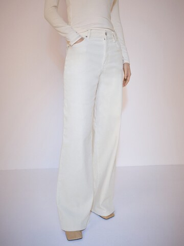 MANGO Wide Leg Bukser 'Dianap' i beige: forside