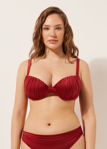 CALZEDONIA Push-up Bikinitop 'SHINY SATIN' in Rot