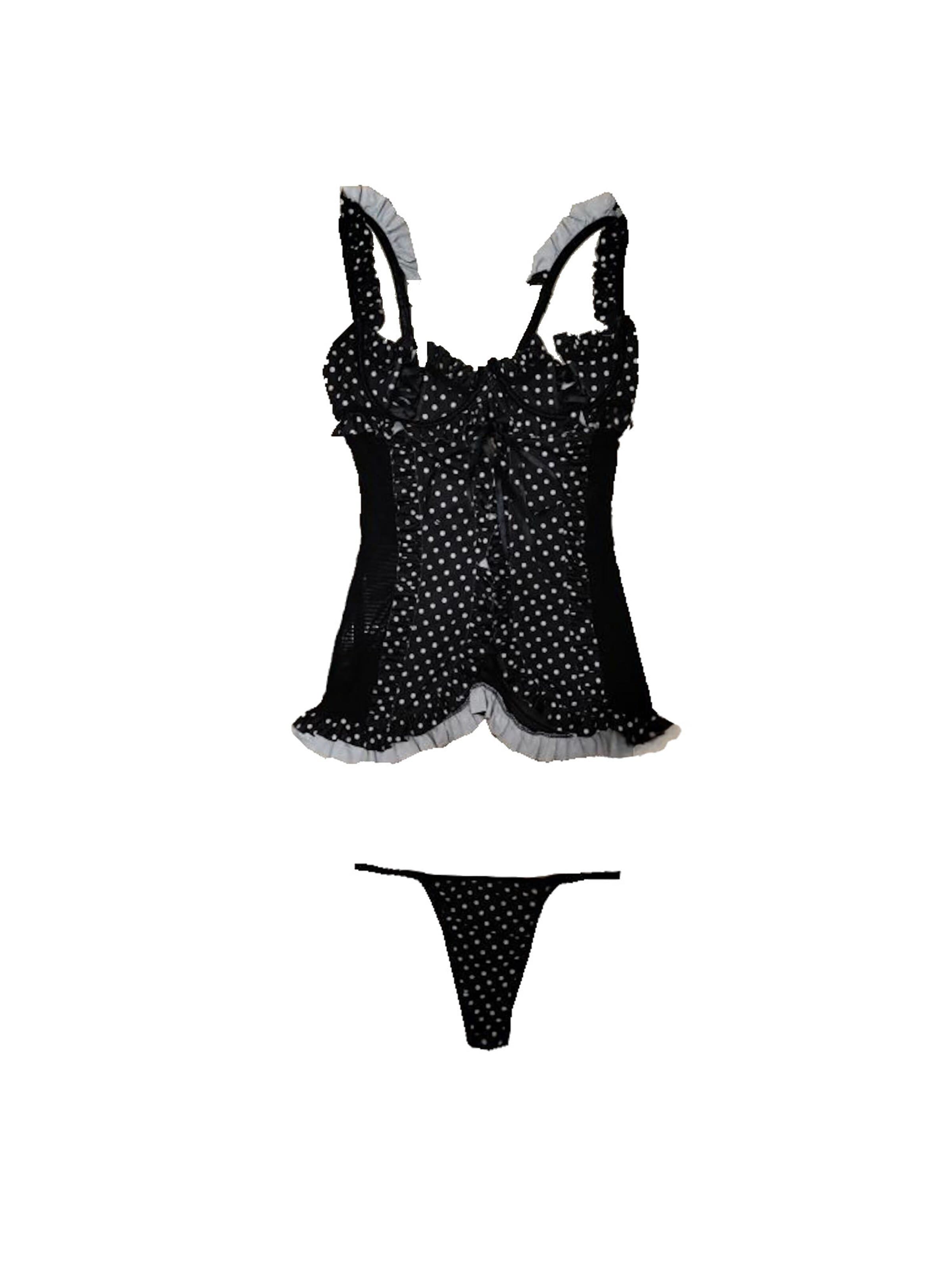 Provocative Negligee 'Absolument Retro Babydoll' in Black: front