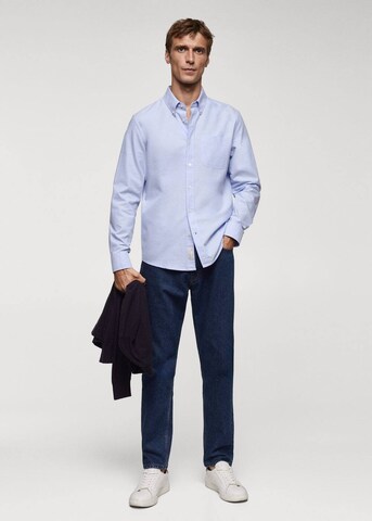 MANGO MAN Comfort fit Button Up Shirt in Blue