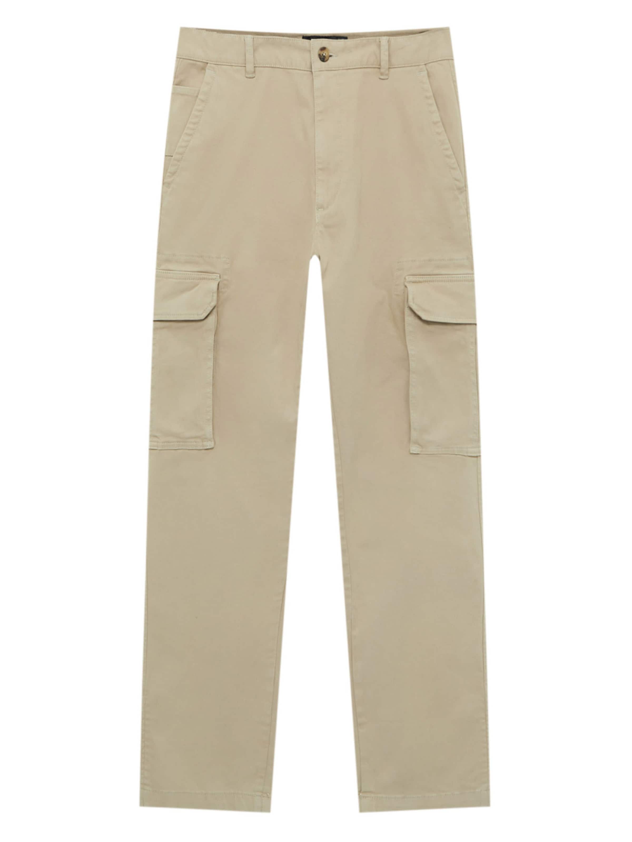 Pull&Bear Tapered Cargobukser i beige: forside